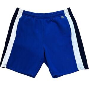 Lacoste Sport Color Block Striped Sweat Shorts XL/6 Navy Royal Blue GH5584 8"